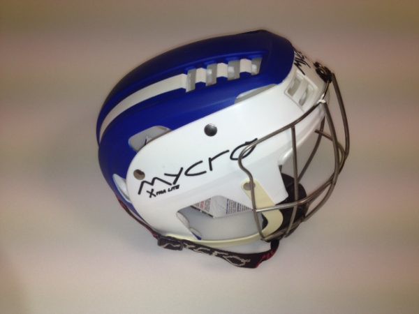 Hurling Helmet Mycro Blue white stripes