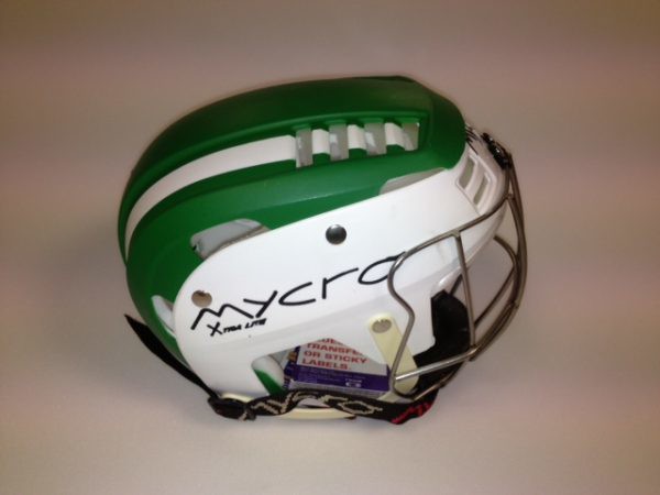 Hurling Helmet Mycro Green white stripes